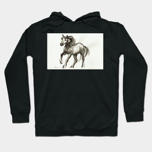 Magnificent Mare - ink wash painting Hoodie by tranquilwaters